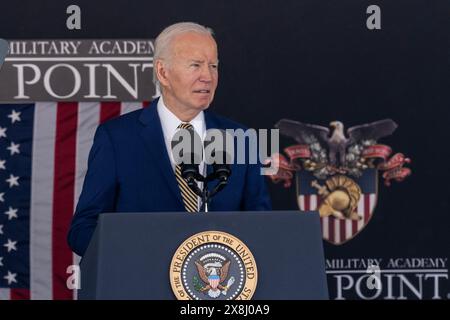President Joe Buden delivers commencement speech during U.S. Military Academy's Class of 2024 graduation ceremony at West Point, NY on May 25, 2024 Stock Photo