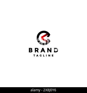 An Arrow Inside Letter C Logo Design. Arrow Icon Pointing To Middle Of The Letter C. Stock Vector