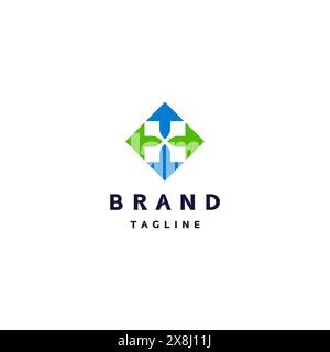 Four Directions Pointing Arrow Icon. Initial X in the negative space in the center of the four arrow icons. Stock Vector