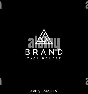 Triangle Logo Template With Camera Shutter Pattern Inside black background. Triangle With Camera Shutter Motif. Stock Vector