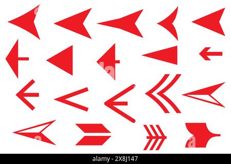 Hand drawn arrow icons collection of scribble doodle arrow elements, shapes, lines, pointing mark. Stock Vector