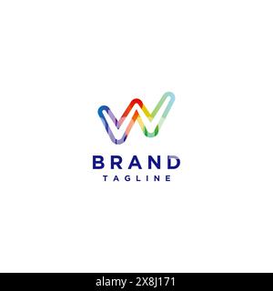 Colorful W Uphill Graphic Design Logo. Colorful Initial W Letter Logo Design. Stock Vector