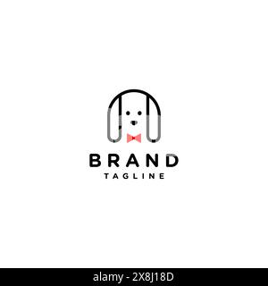 Cute Puppy Heads Are Designed To Shape The Letter N. Cute Puppy Head With Bow Tie Logo. Stock Vector
