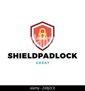Shield Padlock Icon Logo Design Template Stock Vector