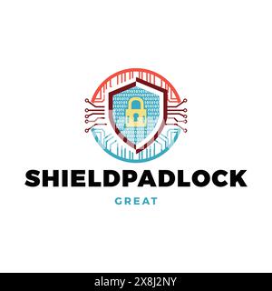 Shield Padlock Icon Logo Design Template Stock Vector