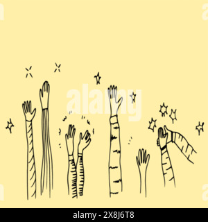 Applause hand draw on yellow background.vector illustration. Stock Vector