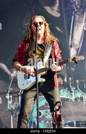 Napa, California, USA. 25th May, 2024. Fher Olvera of the Mexican rock band MANA performing on stage at the BottleRock 2024 Music Festival. Credit: Ken Howard/Alamy Stock Photo