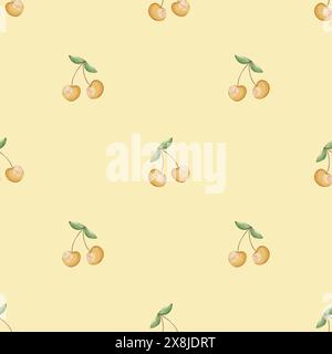 Seamless pattern with yellow cherry Stock Photo