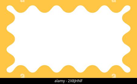 Zigzag wave curve edge frame. Wavy scalloped rectangle border. Doodle drawn rectangle picture frame. Empty text box. Funky zigzag design element Stock Vector