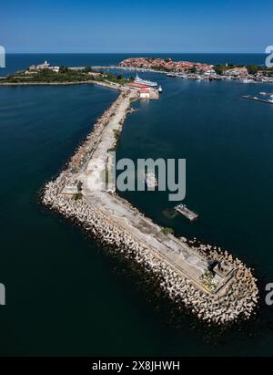 Aerial view of city of Sozopol on the Black Sea coast in Bulgaria Stock Photo