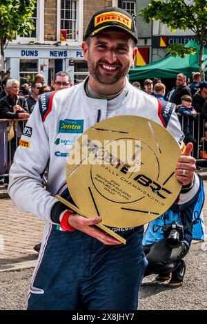 25th May 2024:  Day two of the Beatson's Building Supplies JIM CLARK RALLY in Duns, Scotland  Mike Galvin from Killarney, the co-driver/navigator Stock Photo