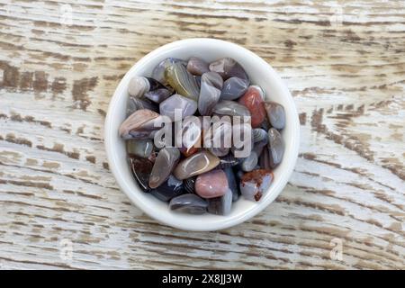 Natural Agate, various types and color, gems mineral collection as nice natural background top view Stock Photo