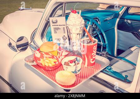 Drive in lunch at an American diner Stock Photo