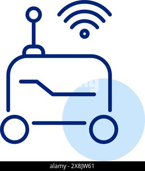 Delivery wheeled robot and wifi. Autonomous last mile delivery vehicle. Pixel perfect, editable stroke icon Stock Vector