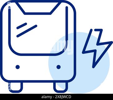 Vehicle and lightning electricity symbol. Clean transit urban mobility. Pixel perfect, editable stroke icon Stock Vector