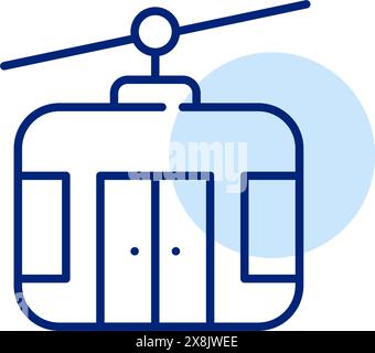 Cable car. Modern mountain transport system. Skiing resort, tourist attraction places. Pixel perfect vector icon Stock Vector