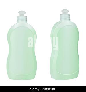 Two plastic bottles with detergent. Untitled. Isolated on white background. File contains clipping path Stock Photo