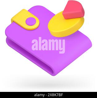 Budget balance planning analyzing financial accounting wallet pie chart 3d icon realistic vector illustration. Business money expenses salary earnings Stock Vector