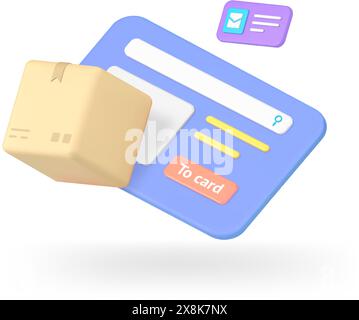 Shopping delivery service searching web form window cargo transportation 3d icon realistic vector illustration. Internet shipping browser application Stock Vector