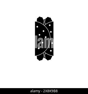 Taco, Mexican Dish Solid Flat Vector Icon Isolated on White Background. Stock Vector