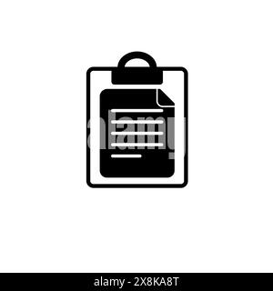 Clipboard and Paper Solid Flat Vector Icon Isolated on White Background. Stock Vector