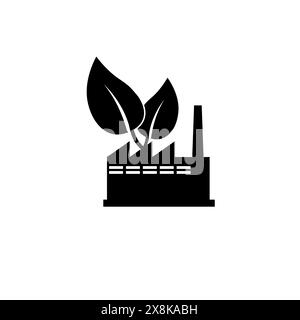ECO Industrial Factory, Green Energy Solid Flat Vector Icon Isolated on White Background. Stock Vector