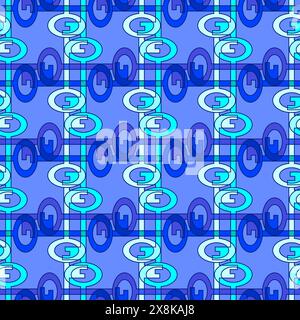 Seamless colored pattern with keys forming a checkered pattern in blue tones Stock Vector