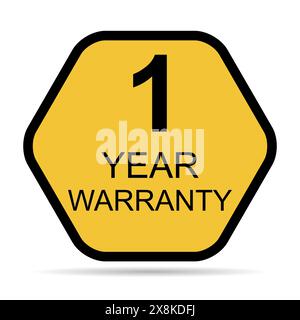 One year warranty shadow icon, badge seal guarantee certificate ...