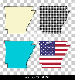 Set of Arkansas map, united states of america. Flat concept icon symbol vector illustration . Stock Vector