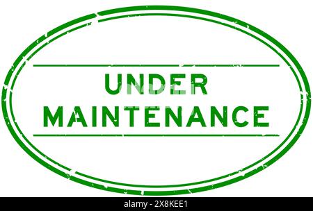Grunge green under maintenance word oval rubber seal stamp on white background Stock Vector