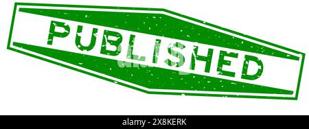 Grunge green published word hexagon rubber seal stamp on white background Stock Vector