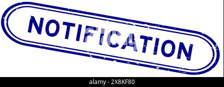 Grunge blue notification word rubber seal stamp on white background Stock Vector