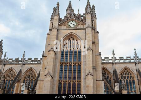 Bath Abbey. Northern face of the medieval gothic church in the town of Bath, Somerset, United Kingdom. Stock Photo