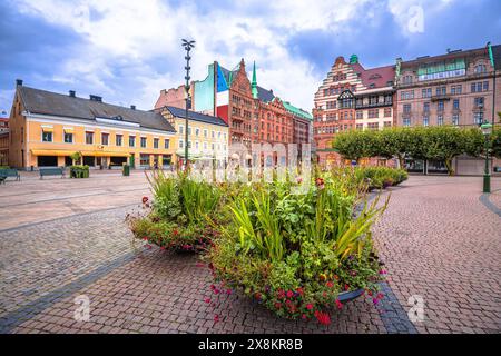 Platzbrunnen square in Malmo scenic view, south Sweden Stock Photo