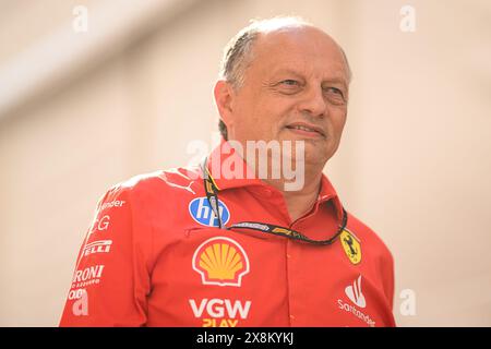 Scuderia Ferrari’s Team Principal Frederic Vasseur is seen in the paddock after the qualifying session of the Monaco F1 Grand Prix. Stock Photo