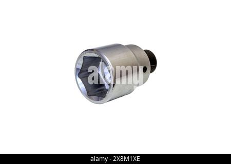 Stainless steel hex sockets for Torque Wrench isolated on a white background. Stock Photo