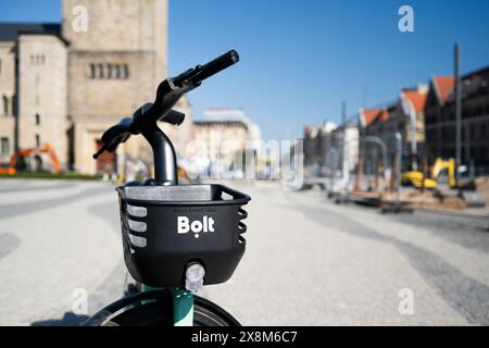 Poznan, Poland - 07 July 2023: Bolt Company Urban Rental Bicycle Is On The Street Stock Photo