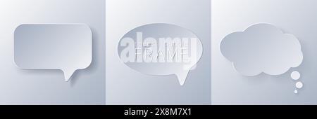 Papercut Grey White Speech Bubbles Stock Vector
