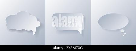 Papercut Grey White Speech Bubbles Stock Vector