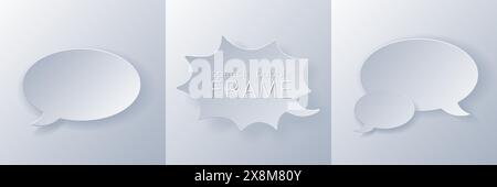 Papercut Grey White Speech Bubbles Stock Vector