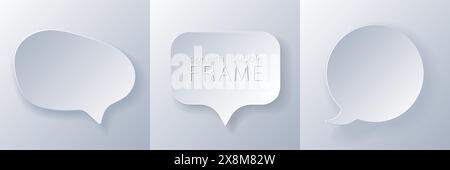 Papercut Grey White Speech Bubbles Stock Vector