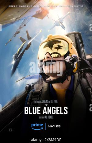 The Blue Angels (2024) directed by Paul Crowder and starring Brian Allendorfer, Bobby Speed Baldock and Bryon Beck. Documentary about veterans and the newest class of Navy and Marine Corps flight squadron as they go through intense training and into a season of heart-stopping aerial artistry. US publicity poster ***EDITORIAL USE ONLY***. Credit: BFA / Amazon Studios Stock Photo