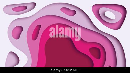 Abstract  Background with Pink Paper Cut shapes banner design. Vector illustration. Stock Vector