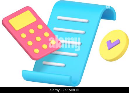 Accounting audit budget calculation planning expenses earnings checking 3d icon realistic vector illustration. Business financial control counting tax Stock Vector