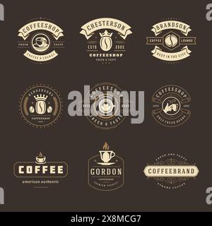 Coffee shop logos design templates set vector illustration for cafe ...