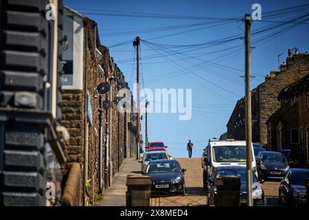 Skipton, North Yorkshire town centre steep Castle Hill Stock Photo