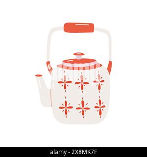 Beige teapot on white background. Stock Vector