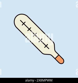 Mercury medical thermometer vector flat icon. Medicine and medical support sign. Graph symbol for medical web site and apps design, logo, app, UI Stock Vector