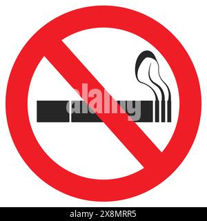 No Smoking cigarette icon with Forbidden Ban sign red prohibition circle. Do not Smoke here awareness label Attention. World No Tobacco Day no vaping Stock Vector