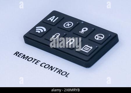 Remote control dashboard with buttons. Autonomous driving Stock Photo